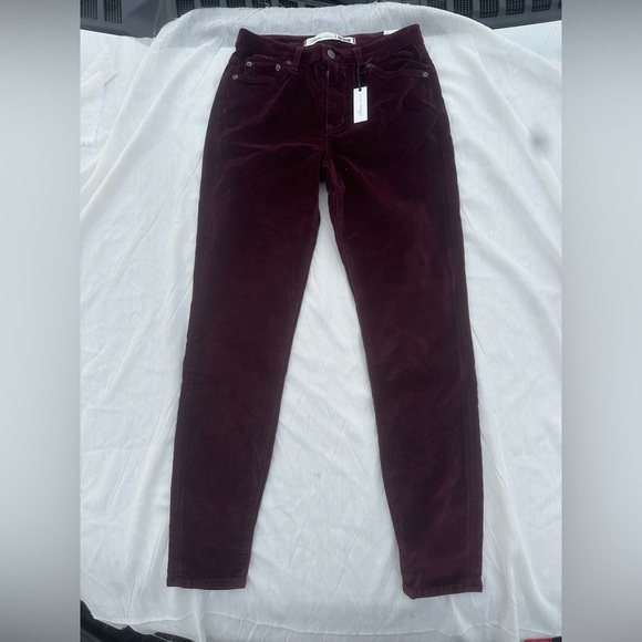 Lovers + Friends Maroon Velvet Skinny Jeans Size 27 NWT - Picture 1 of 7